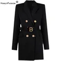 HarleyFashion-Robe blazer de bureau avec ceinture pour femme qualité supérieure avocat design de