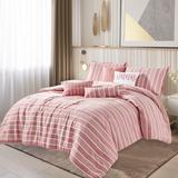 Wellco Bedding Comforter Set Bed In A Bag - 7 Piece Luxury JUDA yarn dyed Bedding Sets - Oversized Bedroom Comforters