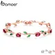 BAMOER – Bracelet à maillons et chaîne en feuille couleur or Rose Zircon AAA rouge et vert cadeau