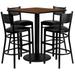 36" Square Walnut Laminate Table Set with 4 Metal Barstools - Vinyl Seat