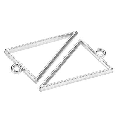 20Pcs Resin Pendants Frames Triangle Alloy Hollow Charms for DIY - Silver Tone