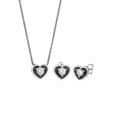 Elli - Herz Liebe Freundschaft Zirkonia 925 Silber Schmuck-Set 1 ct Damen