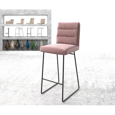 DELIFE Barstuhl Pela-Flex Samt Rosé Kufengestell Metall, Barstühle Image