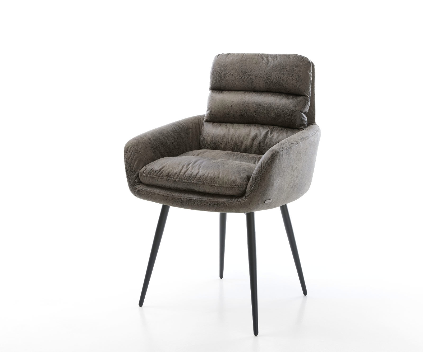 DELIFE Esszimmerstuhl Abelia-Flex mit Armlehnen Mikrofaser Grau Antik 4-Fuß konisch Schwarz, Esszimmerstühle Image