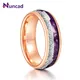 NUNCAD-Bagues en Carbure de Tungstène pour Homme Bijoux en Or Rose 8mm Météorite Incrustée Agate