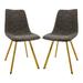 LeisureMod Markley Leather Dining Chair with Gold Legs (Set of 2)