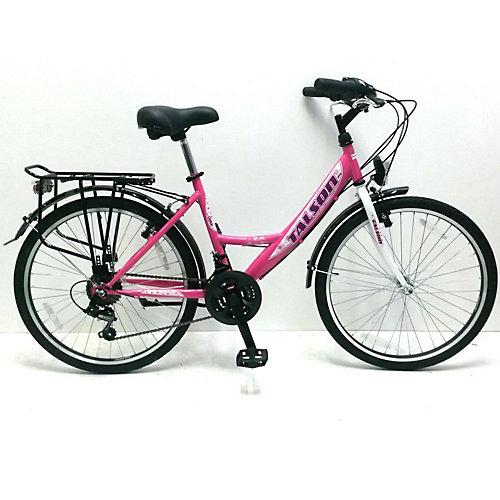 City-Fahrrad 26 Zoll Fahrrad mit Gepäckträger und 21 Gang Rosa rosa