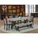 East West Furniture Table Set- a Kitchen Table and Dark Gotham Grey Linen Fabric Chairs, Wire Brushed Black(Pieces Options)