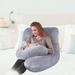 U-Shape Full Body Pillow 55 Inch Maternity Pillow with Washable Velvet Cover Nursing Support Cushion,Support for Back - Grey