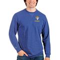 Men's Antigua Heathered Royal Los Angeles Rams Reward Crewneck Pullover Sweatshirt