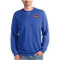 Men's Antigua Heathered Royal Montreal Canadiens Reward Crewneck Pullover Sweatshirt