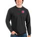 Men's Antigua Heathered Black Chicago Cubs Reward Crewneck Pullover Sweatshirt