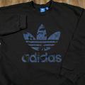 Adidas Sweaters | Adidas Trefoil Ls Pocketed Sweat Shirt Sz Medium | Color: Black/Blue | Size: M