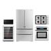 Cosmo 5 Piece Kitchen Package w/ French Door Refrigerator & 30" Gas Cooktop & Wall Oven | 69.88 H x 35.6 W x 29 D in | Wayfair COS-5PKG-322