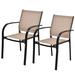Latitude Run® 2-Piece Stackable Metal Outdoor Dining Chair In Brown Sling in Black | 33.5 H x 22 W x 25 D in | Wayfair