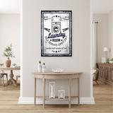 Trinx A Washing Machine - Laundry Room Self-Service Open 24/7 - 1 Piece Rectangle Graphic Art Print On Wrapped Canvas in Blue/White | Wayfair