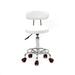 Orren Ellis Adjustable Salon Stool Round Shape w/ Back & Line White Anti-rust Chair Wood/Metal in Brown/Pink | 13.39 W x 13.39 D in | Wayfair