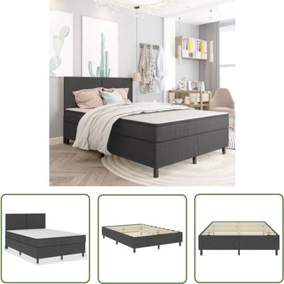 Longziming - The Living Store Boxspring-Bettgestell Grau Stoff 180x200 cm - Boxspringbett Image