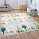 Paco Home Play Mat Crawl Mat Baby Kids Mat Foldable Washable Reversible Animal Motif, Size:180x200 cm, Colour:Multicolored