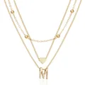 Collier à col rond avec les lettres A C J M S pour hommes et femmes chaîne à trois couches bijoux