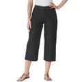 Plus Size Women's Perfect 5-Pocket Relaxed Capri With Back Elastic by Woman Within in Black (Size 26 W)