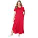 Plus Size Women's Perfect Short-Sleeve Scoopneck Maxi Tee Dress by Woman Within in Vivid Red (Size 1X)