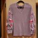 American Eagle Outfitters Sweaters | American Eagle Outfitters, Mauve Sweater W/Embroidered Flowers On Sleeves, Xs | Color: Red | Size: Xs