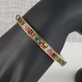 J. Crew Jewelry | J Crew Gold Tone Hinged Bracelet With Jewel Tone Stones | Color: Gold/Pink | Size: Os