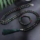 Ensemble de colliers africains turquoises de 8mm bijoux de Yoga de méditation perlée pendentif
