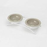 PetRageous Toftee s Paws Duo Diner 2.25 inch Tall and Two 5 inch Round Pet Bowls Taupe