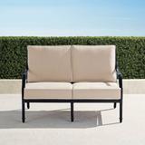 Grayson Loveseat with Cushions in Black Finish - Resort Stripe Seaglass, Standard - Frontgate