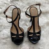 Jessica Simpson Shoes | Jessica Simpson Black Patent Peep Toe Mary Jane Style Heel - Size 7.5 | Color: Black | Size: 7.5