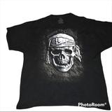 Disney Shirts | Disney Parks Pirates Of The Caribbean T Shirt Size Xl Skull Potc Black S.S | Color: Black | Size: Xl