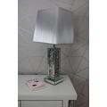 Biznest Large Sparkly Crushed Diamond Blocks Style Table Lamp Corner Mirrored Crystal Tall Silver Shade Glitz