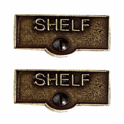 2 Switch Plate Tags SHELF Name Signs Labels Cast Brass | Renovator's Supply