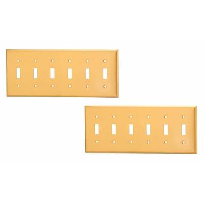 2 Switch Plate Brushed Solid Brass Six Toggle | Renovator's Supply