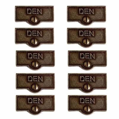 10 Switch Plate Tags DEN Switchplate Name Signs Cast Brass | Renovator's Supply