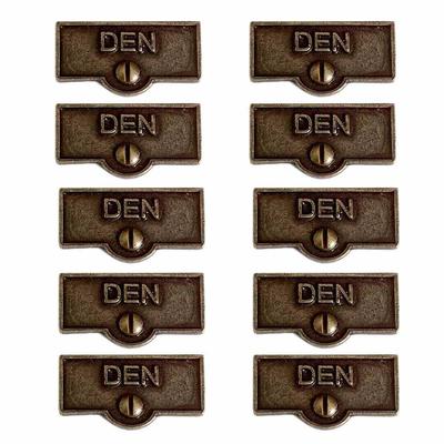 10 Switch Plate Tags DEN Switchplate Name Signs Cast Brass | Renovator's Supply