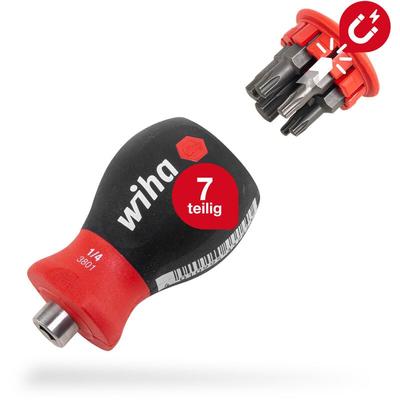Wiha - Schraubendreher Stubby mit Bit Magazin magnetisch (33743) i torx mit 6 Bits, 1/4' Image