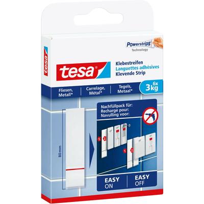 Tesa - Powerstrips Klebestreifen für Fliesen und Metall 3 kg - Doppelseitige Streifen für feste,