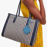 Kate Spade Bags | Medium Tote Market Stripe Canvas Zip Tote Blue Handbag Pxr00443 Kate Spade | Color: Blue/White | Size: 10.25"H 11.8"W X 6.25"D