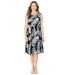 Plus Size Women's Promenade A-Line Dress by Catherines in Black Graphic Palm (Size 6X)