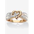 Women's Gold Over Silver Diamond Heart Promise Ring (1/10 Cttw) by PalmBeach Jewelry in Diamond (Size 8)