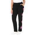 Plus Size Women's French Terry Motivation Pant by Catherines in Black Floral (Size 6X)