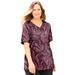 Plus Size Women's Suprema® Short Sleeve V-Neck Tee by Catherines in Black Allover Paisley (Size 2X)