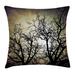 East Urban Home Ambesonne Horror Throw Pillow Cushion Cover, Scary Twilight Scene w/ Grunge Tree Branch Silhouette Over Dirty Night Sky Image | Wayfair