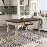 One Allium Way® Holtzclaw Counter Height Dining Table Wood in Brown/Gray/White | 37.75 H x 59 W x 35 D in | Wayfair