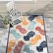 Blue/Brown 85 x 0.15 in Indoor/Outdoor Area Rug - Beachcrest Home™ Medfield Machine Made Power Loom Indoor/Outdoor Area Rug in Blue/Orange/Yellow/Teal | Wayfair