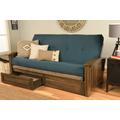 Washington Frame - Rustic Walnut Finish - Suede Blue Mattress - Storage Drawers - Kodiak Furniture KFWADRWSNAVYLF6MD4