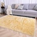 White 24 x 2.36 in Area Rug - Mercer41 Sheepskin Light Yellow Area Rugs, Floor Carpets Plush Sofa Cover Seat Pad Sheepskin/ | Wayfair